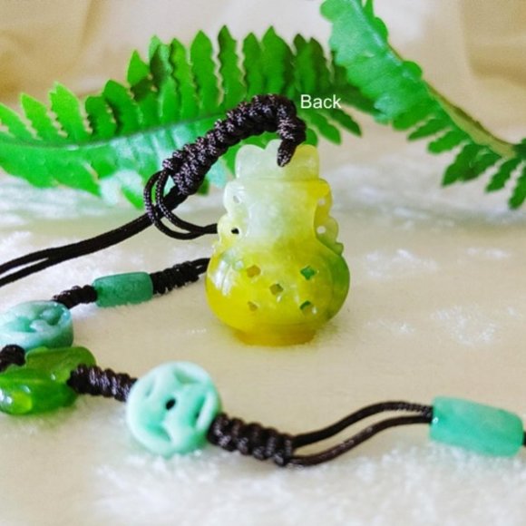 Necklace Genuine YellowJade VASE Green Rabbit Coin - Picture 5 of 14